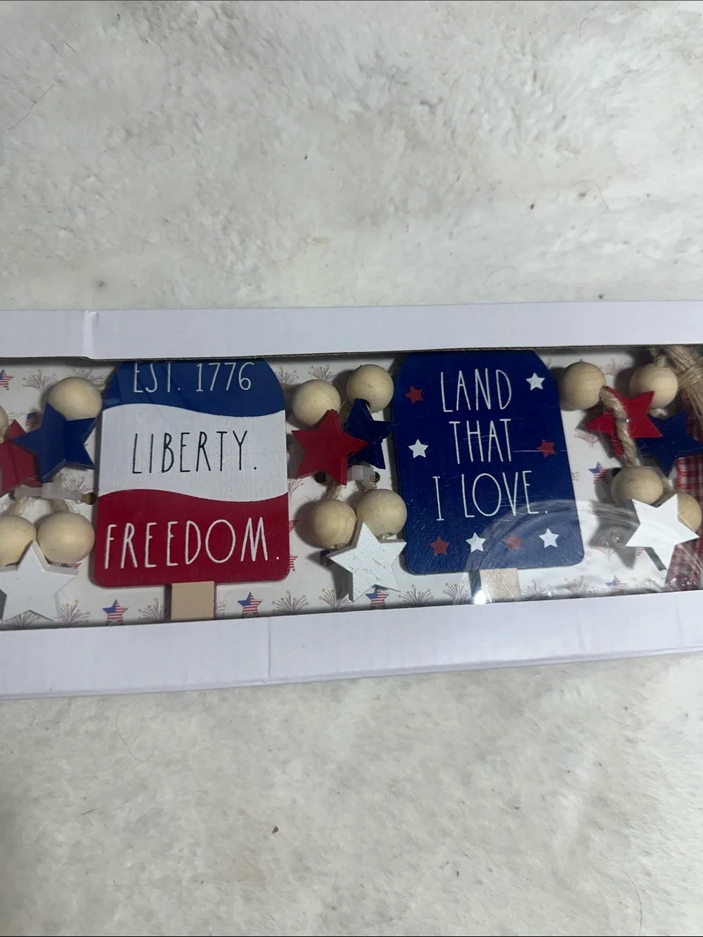 Rae Dunn July 4 th decorative wooden garland 45”